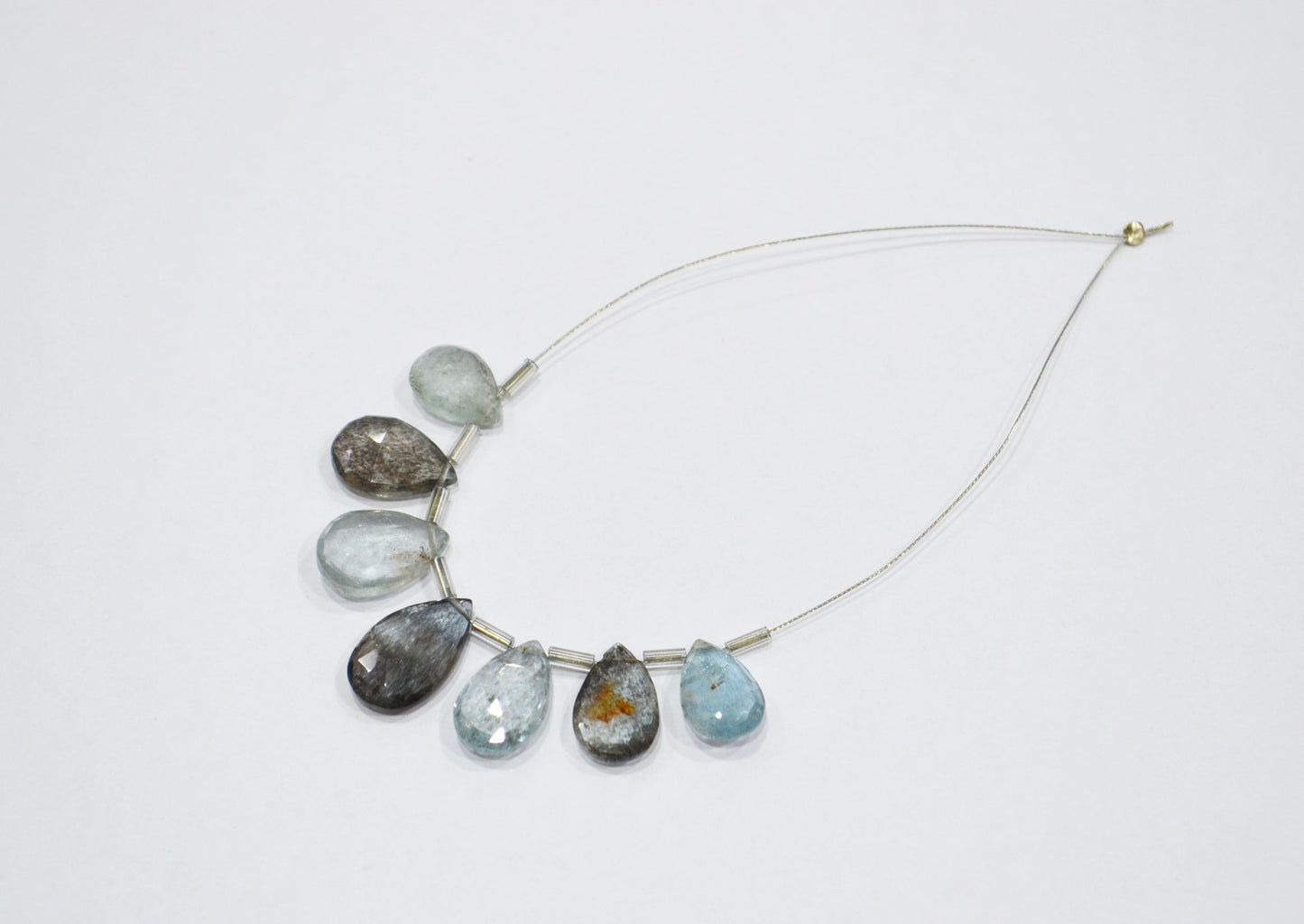 7 Pieces In A Strand Natural Moss Aquamarine Pear Shape Beads , Sold By Strand , 9x12 - 10x16 mm , 32562