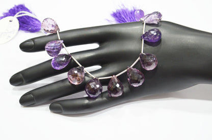14 Pieces In A Strand Natural Amethyst Tear Drops Shape Beads , Sold By Strand , 8x13 - 13x17 mm , 7" , 32563