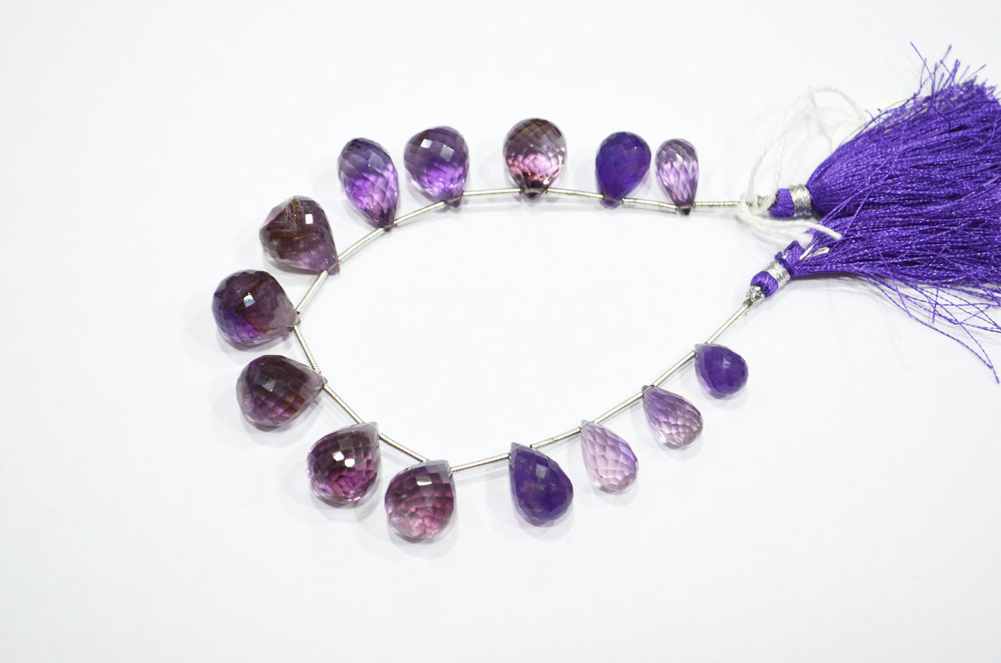 14 Pieces In A Strand Natural Amethyst Tear Drops Shape Beads , Sold By Strand , 8x13 - 13x17 mm , 7" , 32563