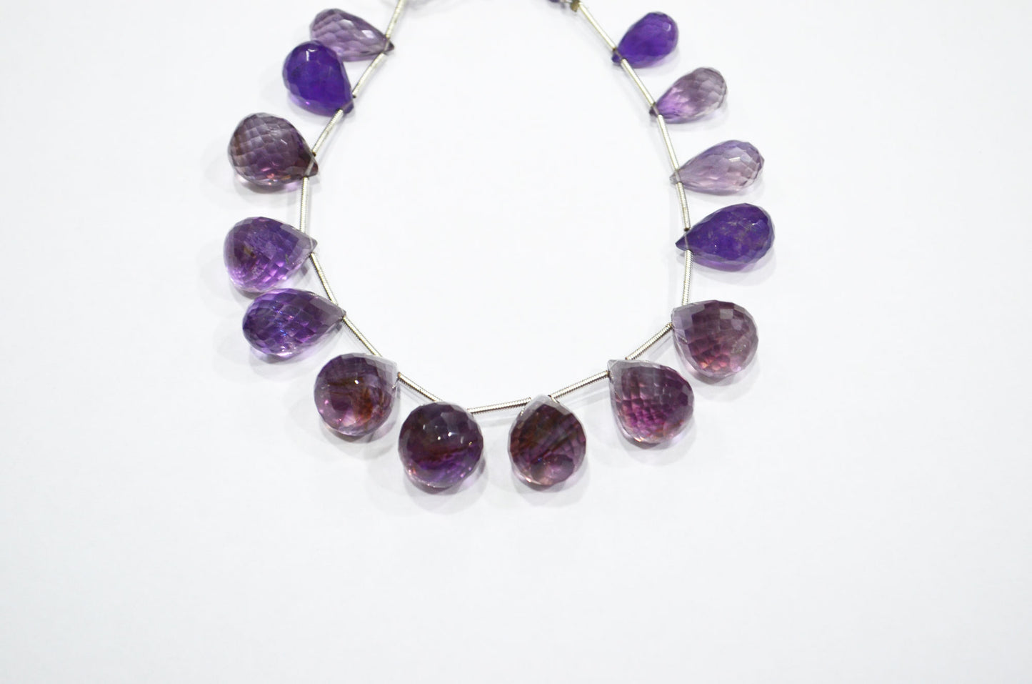 14 Pieces In A Strand Natural Amethyst Tear Drops Shape Beads , Sold By Strand , 8x13 - 13x17 mm , 7" , 32563