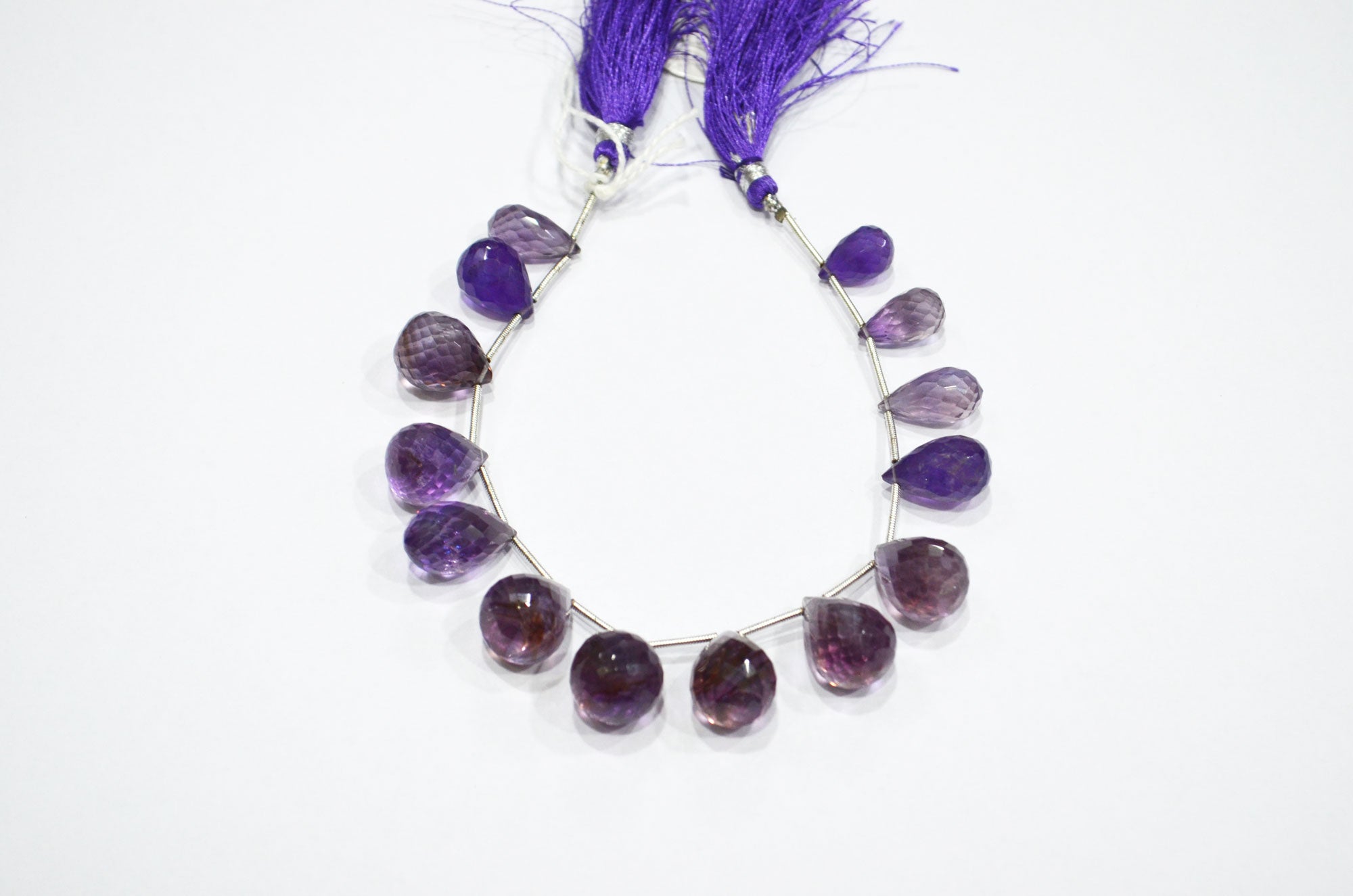 14 Pieces In A Strand Natural Amethyst Tear Drops Shape Beads , Sold By Strand , 8x13 - 13x17 mm , 7" , 32563