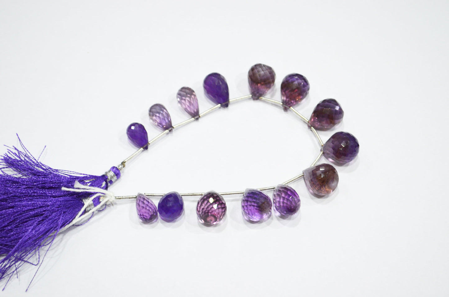 14 Pieces In A Strand Natural Amethyst Tear Drops Shape Beads , Sold By Strand , 8x13 - 13x17 mm , 7" , 32563