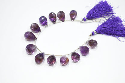13 Pieces In A Strand Natural Amethyst Tear Drops Shape Beads , Sold By Strand , 12x17 - 14x18 mm , 7" , 32564