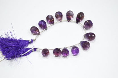 13 Pieces In A Strand Natural Amethyst Tear Drops Shape Beads , Sold By Strand , 12x17 - 14x18 mm , 7" , 32564