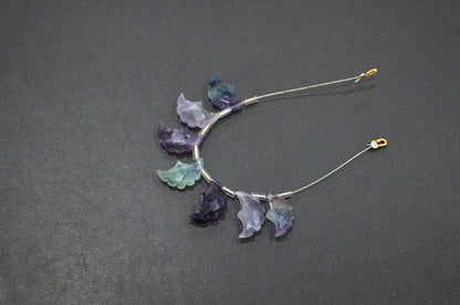 Natural Multi Fluorite Half Moon Crescent Shape Beads , Sold By Strand , 7 Pieces In A Strand , 9x15 - 10x16 mm , 32566