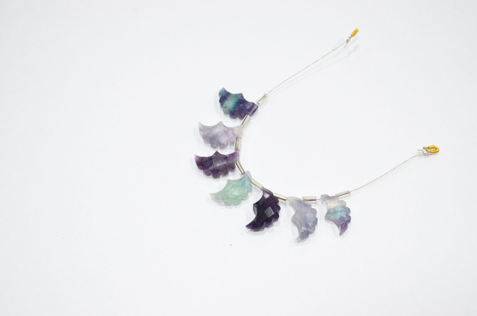 Natural Multi Fluorite Half Moon Crescent Shape Beads , Sold By Strand , 7 Pieces In A Strand , 9x15 - 10x16 mm , 32566