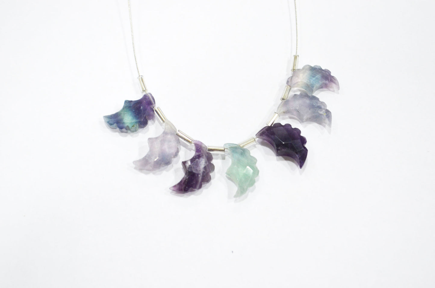 Natural Multi Fluorite Half Moon Crescent Shape Beads , Sold By Strand , 7 Pieces In A Strand , 9x15 - 10x16 mm , 32566