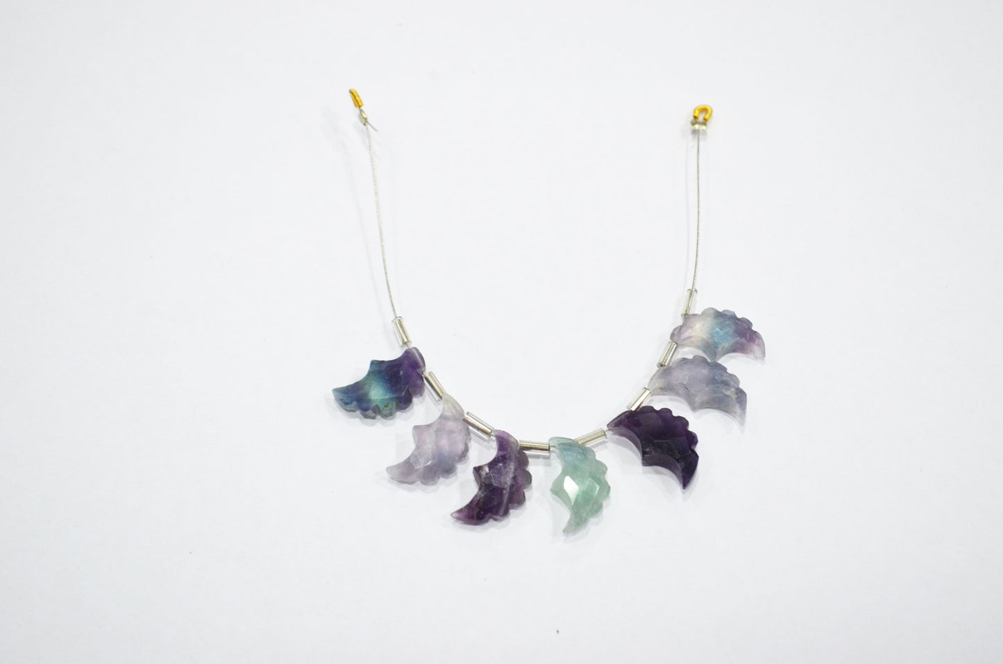Natural Multi Fluorite Half Moon Crescent Shape Beads , Sold By Strand , 7 Pieces In A Strand , 9x15 - 10x16 mm , 32566