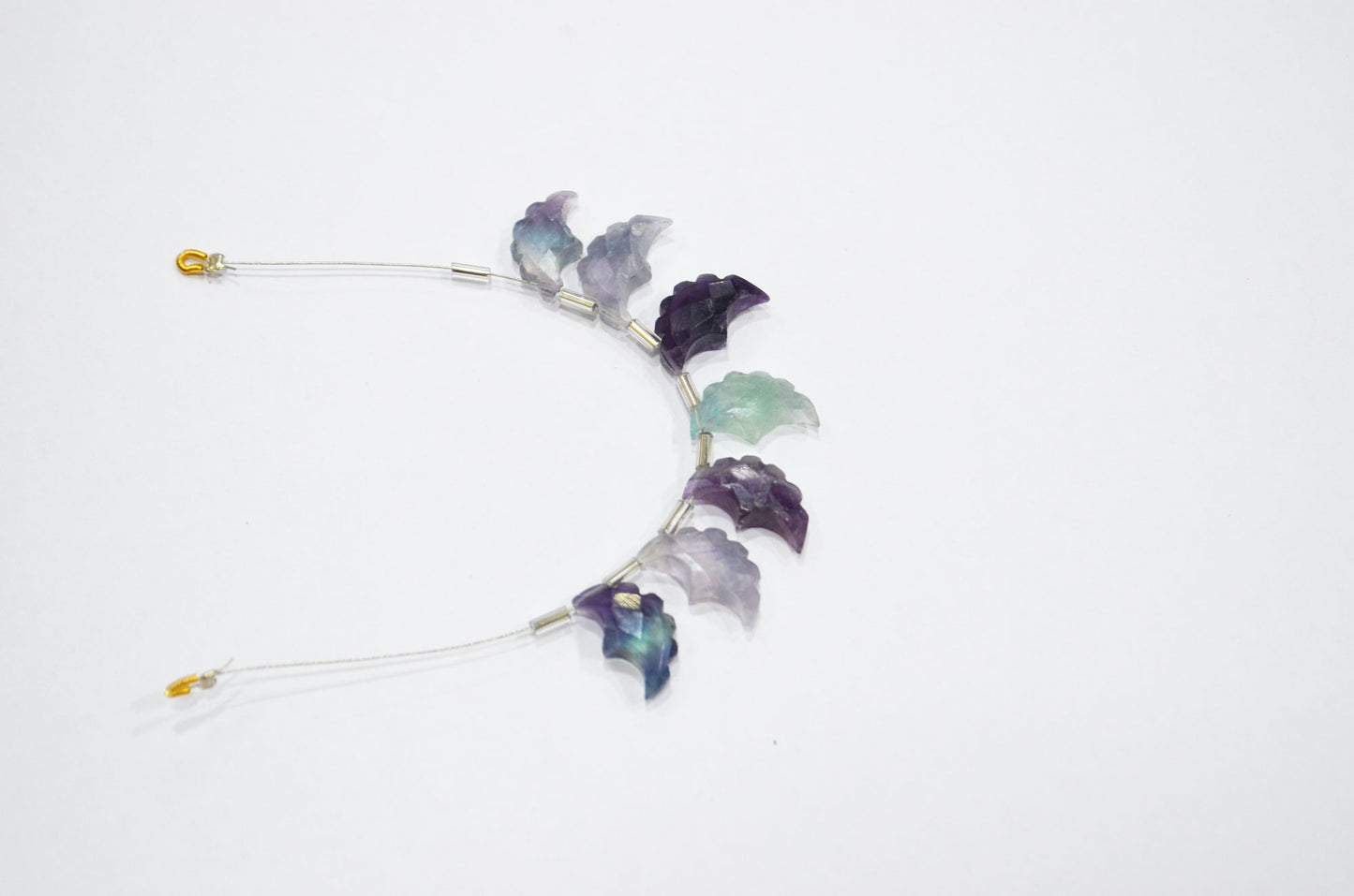 Natural Multi Fluorite Half Moon Crescent Shape Beads , Sold By Strand , 7 Pieces In A Strand , 9x15 - 10x16 mm , 32566
