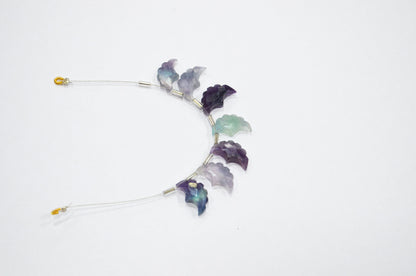 Natural Multi Fluorite Half Moon Crescent Shape Beads , Sold By Strand , 7 Pieces In A Strand , 9x15 - 10x16 mm , 32566
