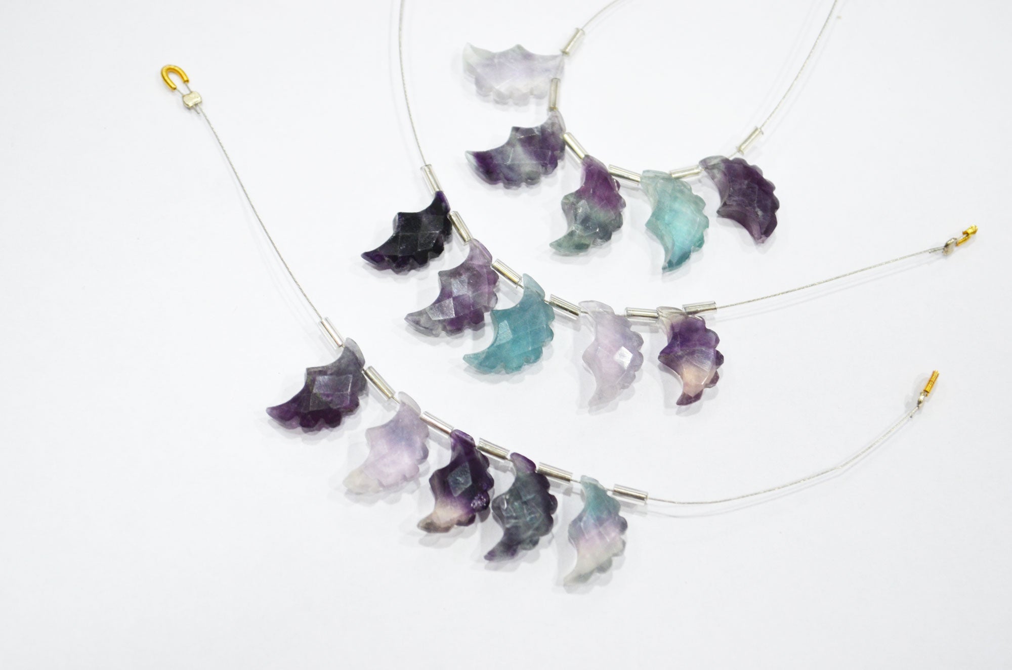 Natural Multi Fluorite Half Moon Crescent Shape Beads , Sold By Strand , 5 Pieces In A Strand , 9x15 - 10x16 mm , 32567