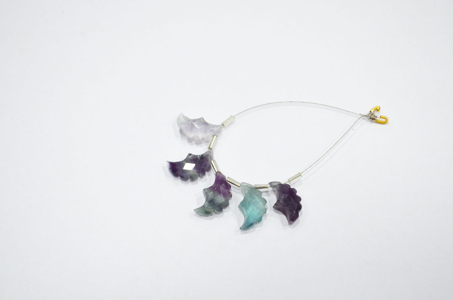 Natural Multi Fluorite Half Moon Crescent Shape Beads , Sold By Strand , 5 Pieces In A Strand , 9x15 - 10x16 mm , 32567