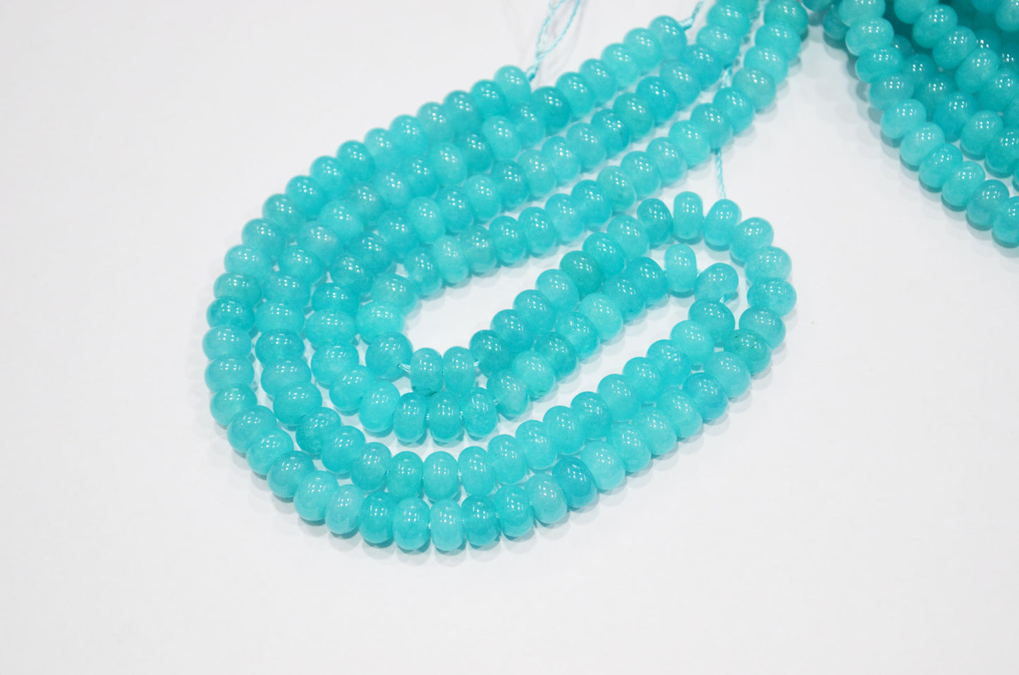 Aqua Blue Jade Smooth Rondelle Shape Beads , Sold By Strand , 8 mm , 15" , 32568