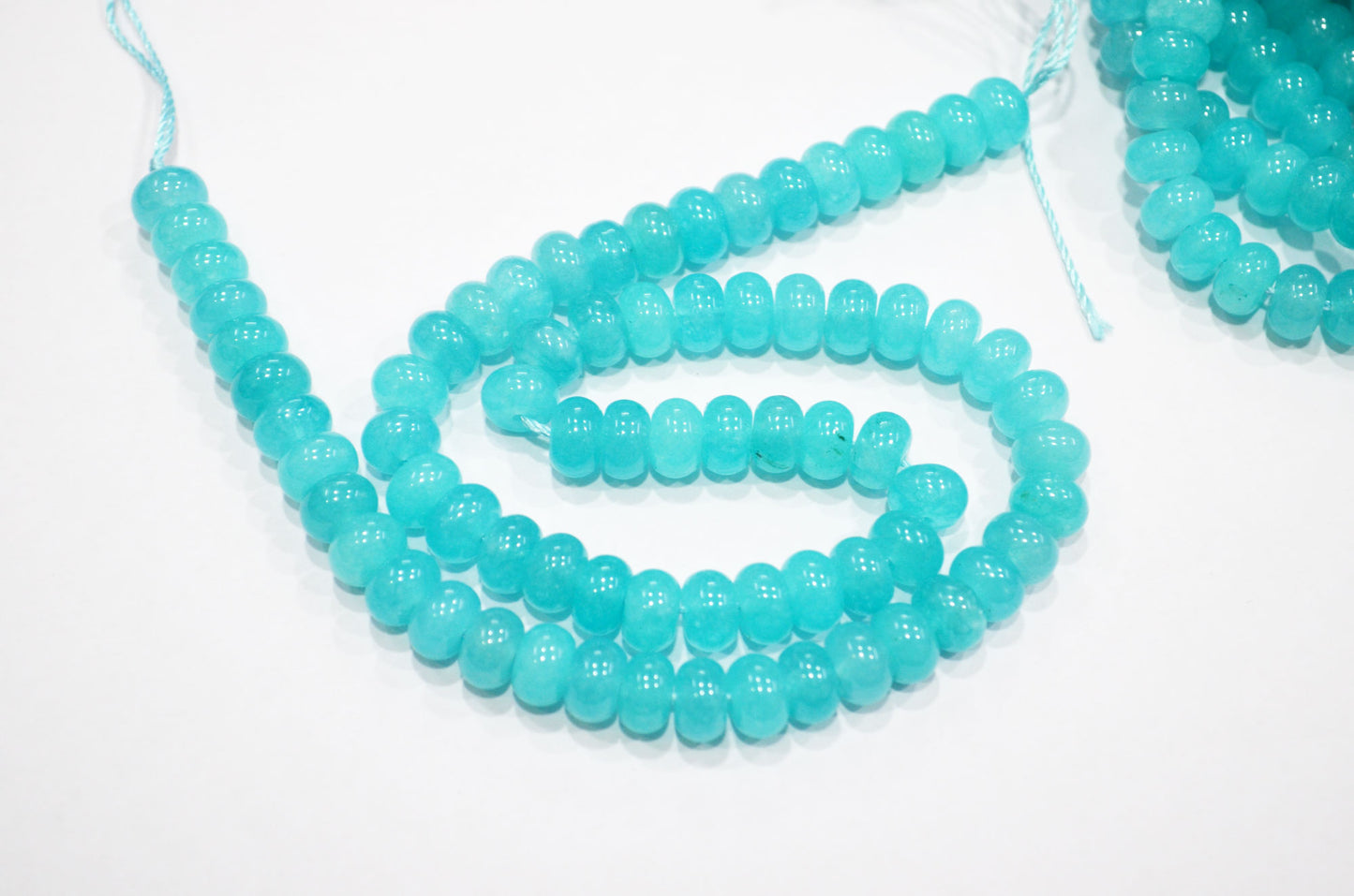 Aqua Blue Jade Smooth Rondelle Shape Beads , Sold By Strand , 8 mm , 15" , 32568