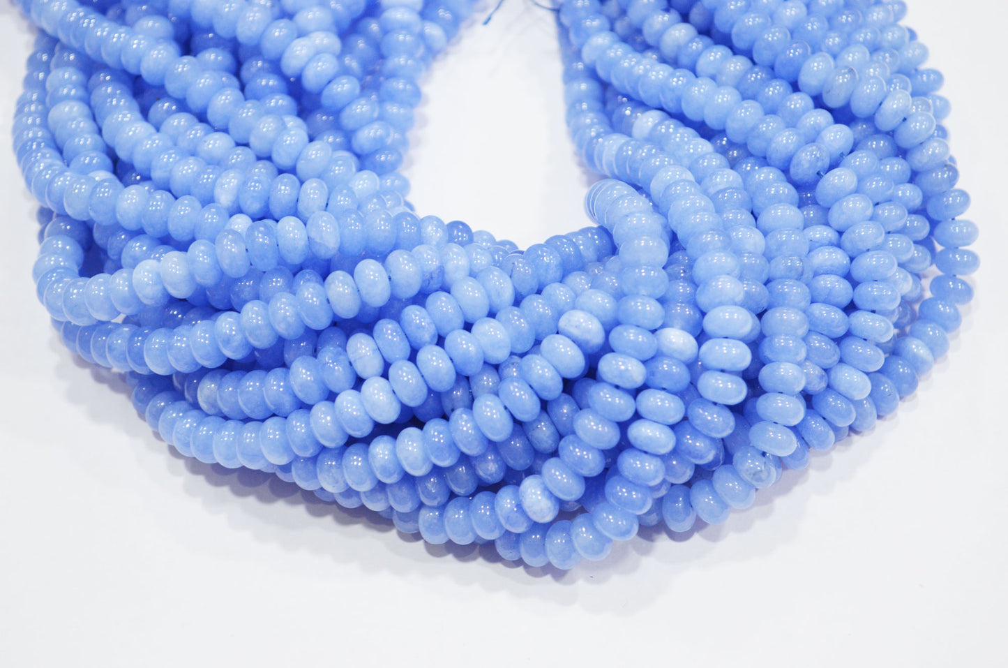 Corn Blue Jade Smooth Rondelle Shape Beads , Sold By Strand , 8 mm , 15" , 32569