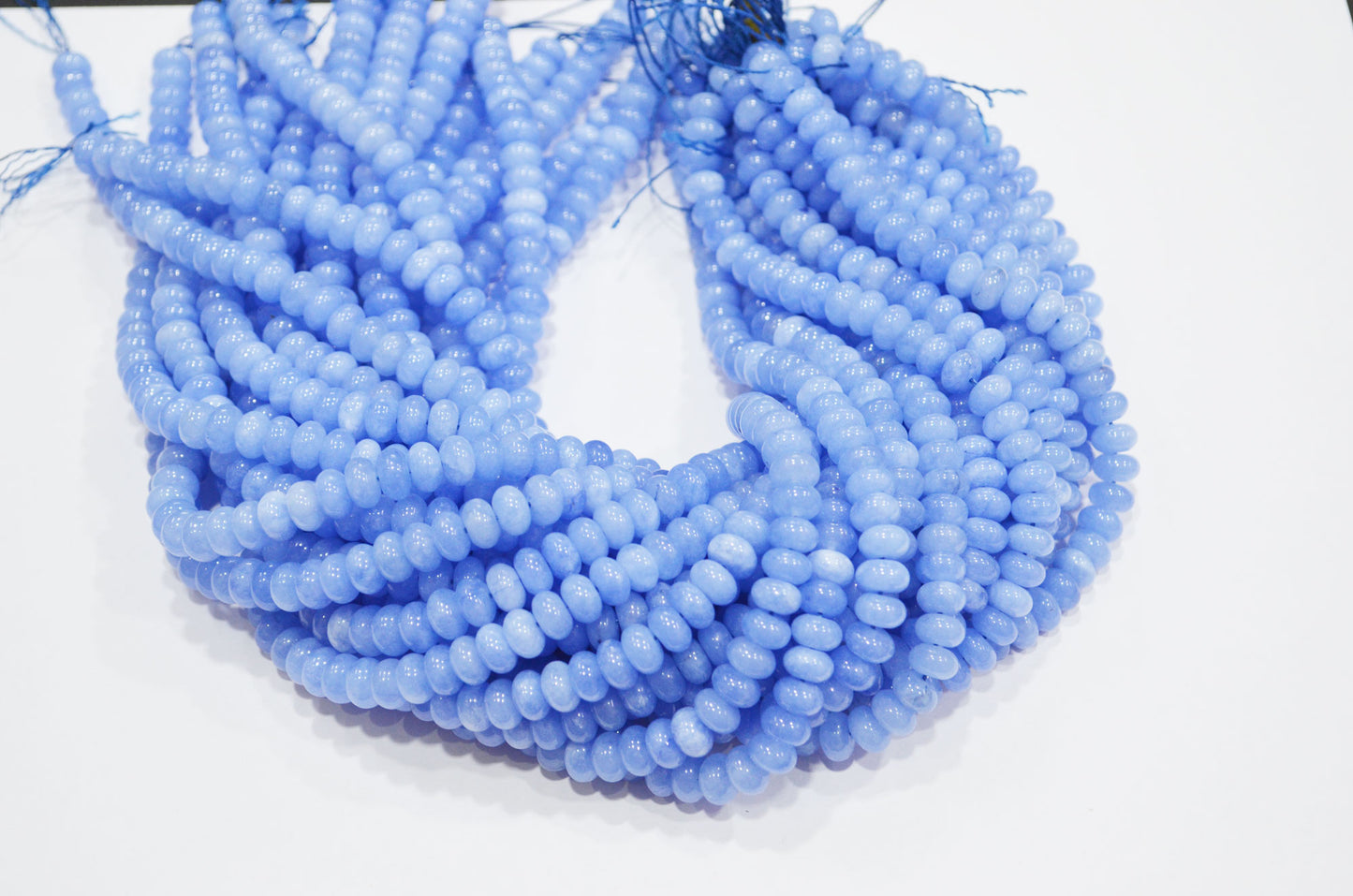 Corn Blue Jade Smooth Rondelle Shape Beads , Sold By Strand , 8 mm , 15" , 32569