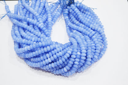 Corn Blue Jade Smooth Rondelle Shape Beads , Sold By Strand , 8 mm , 15" , 32569