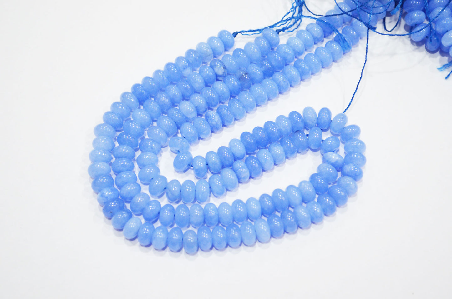 Corn Blue Jade Smooth Rondelle Shape Beads , Sold By Strand , 8 mm , 15" , 32569