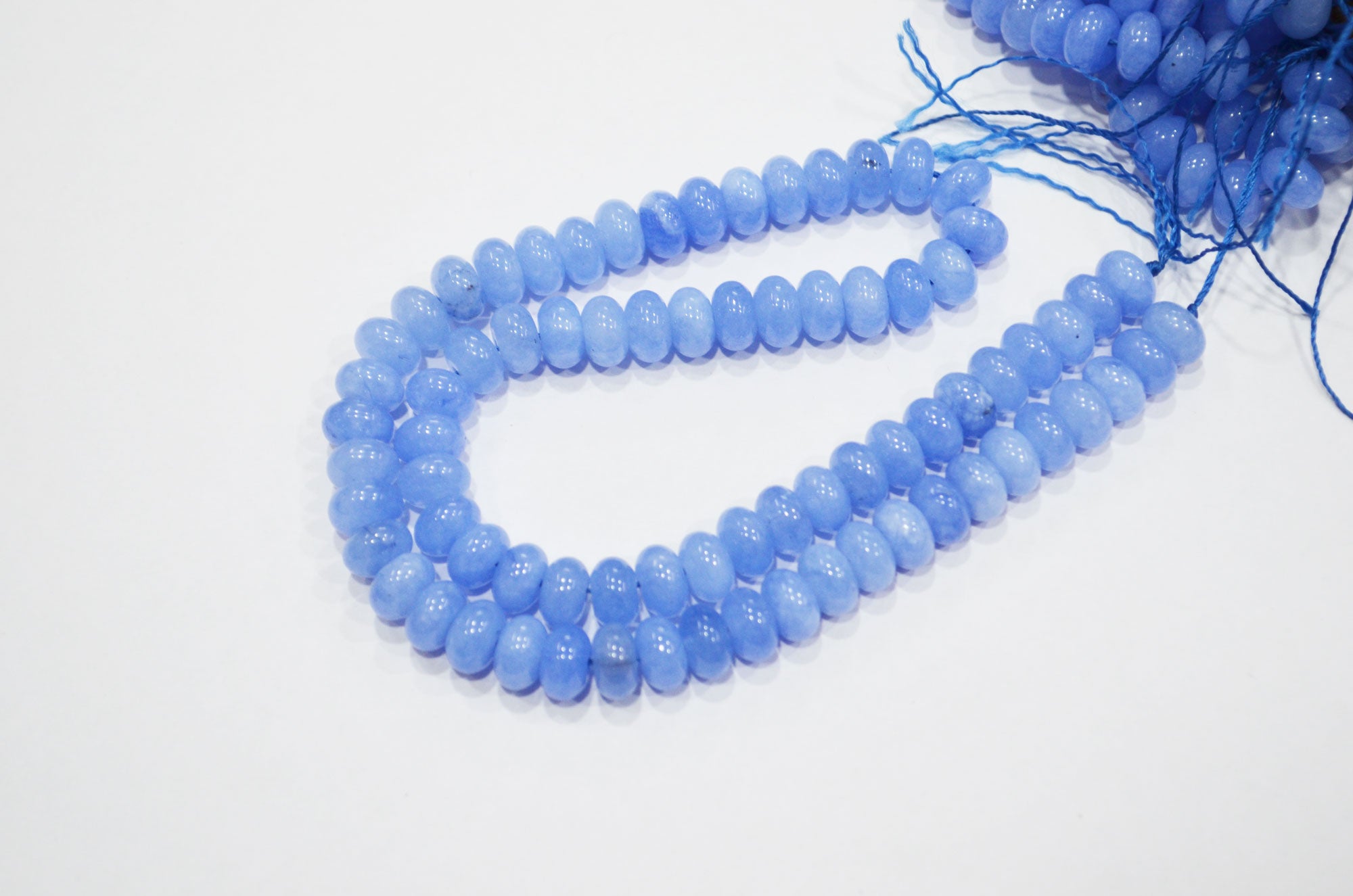 Corn Blue Jade Smooth Rondelle Shape Beads , Sold By Strand , 8 mm , 15" , 32569