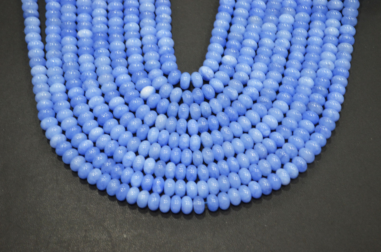 Corn Blue Jade Smooth Rondelle Shape Beads , Sold By Strand , 8 mm , 15" , 32569
