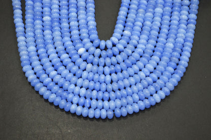 Corn Blue Jade Smooth Rondelle Shape Beads , Sold By Strand , 8 mm , 15" , 32569