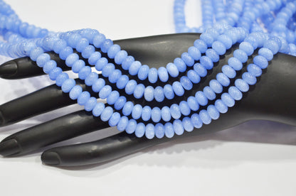 Corn Blue Jade Smooth Rondelle Shape Beads , Sold By Strand , 8 mm , 15" , 32569