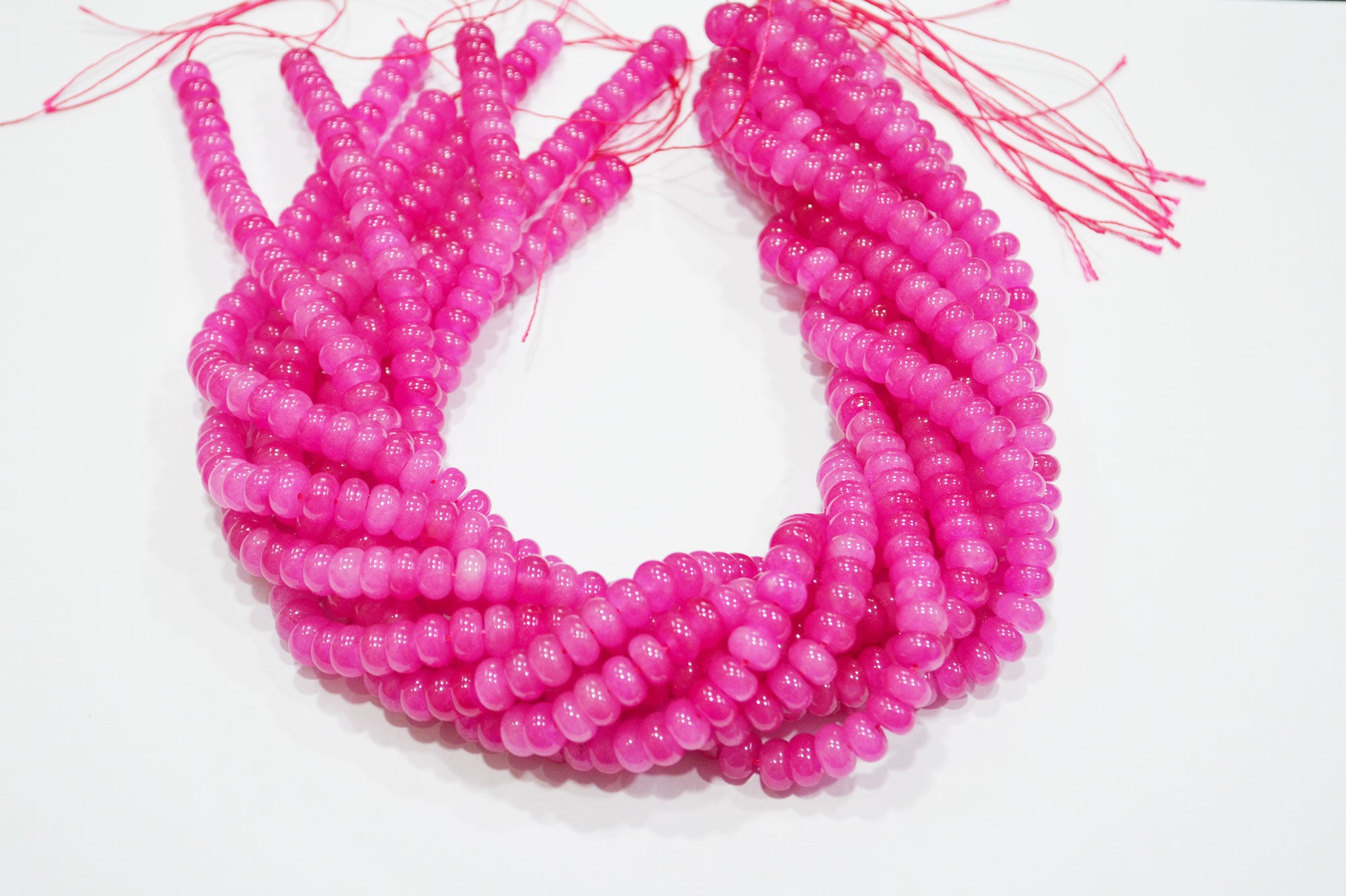 Hot Pink Jade Smooth Rondelle Shape Beads , Sold By Strand , 8 mm , 15" , 32570