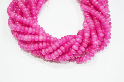 Hot Pink Jade Smooth Rondelle Shape Beads , Sold By Strand , 8 mm , 15" , 32570