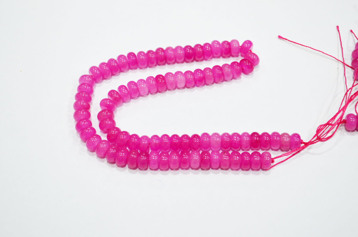 Hot Pink Jade Smooth Rondelle Shape Beads , Sold By Strand , 8 mm , 15" , 32570