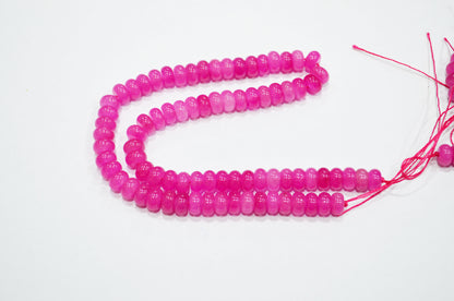 Hot Pink Jade Smooth Rondelle Shape Beads , Sold By Strand , 8 mm , 15" , 32570