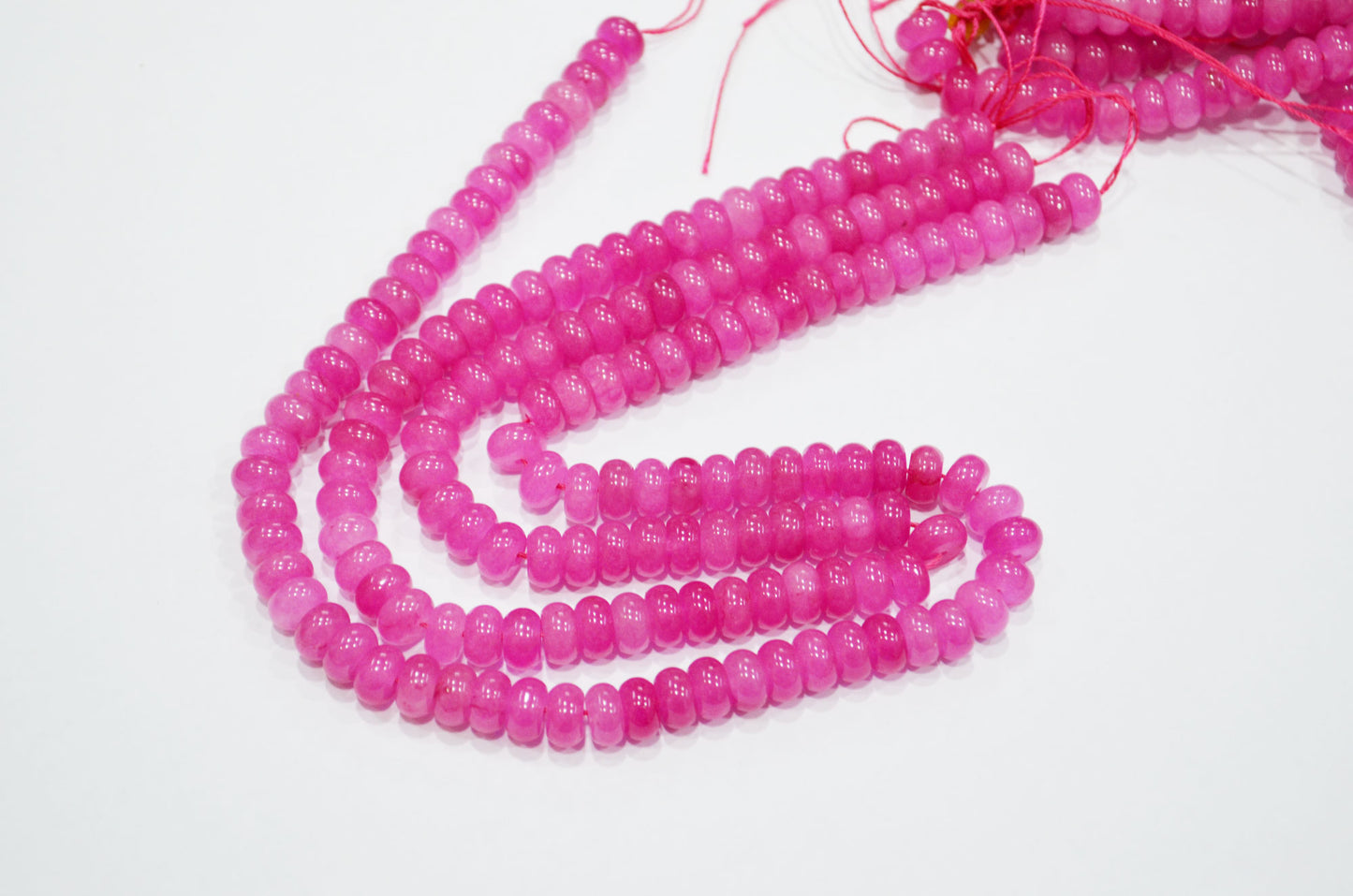 Hot Pink Jade Smooth Rondelle Shape Beads , Sold By Strand , 8 mm , 15" , 32570