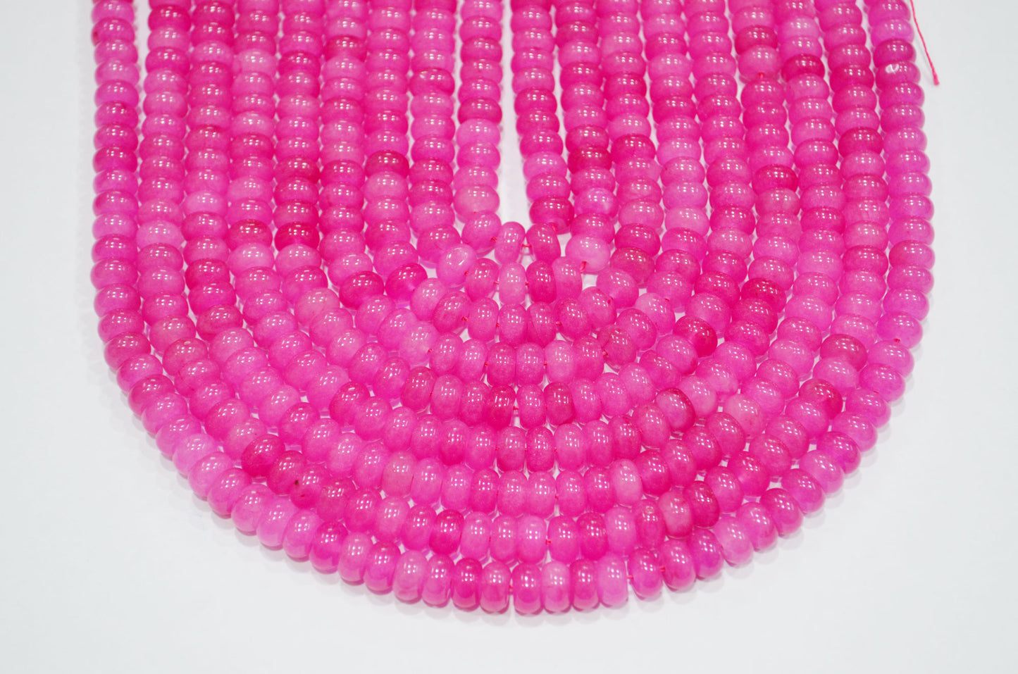Hot Pink Jade Smooth Rondelle Shape Beads , Sold By Strand , 8 mm , 15" , 32570