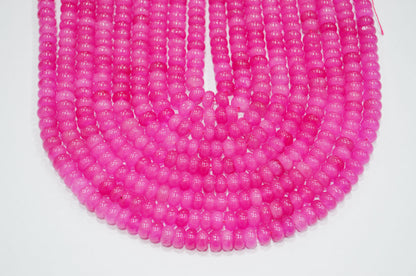 Hot Pink Jade Smooth Rondelle Shape Beads , Sold By Strand , 8 mm , 15" , 32570