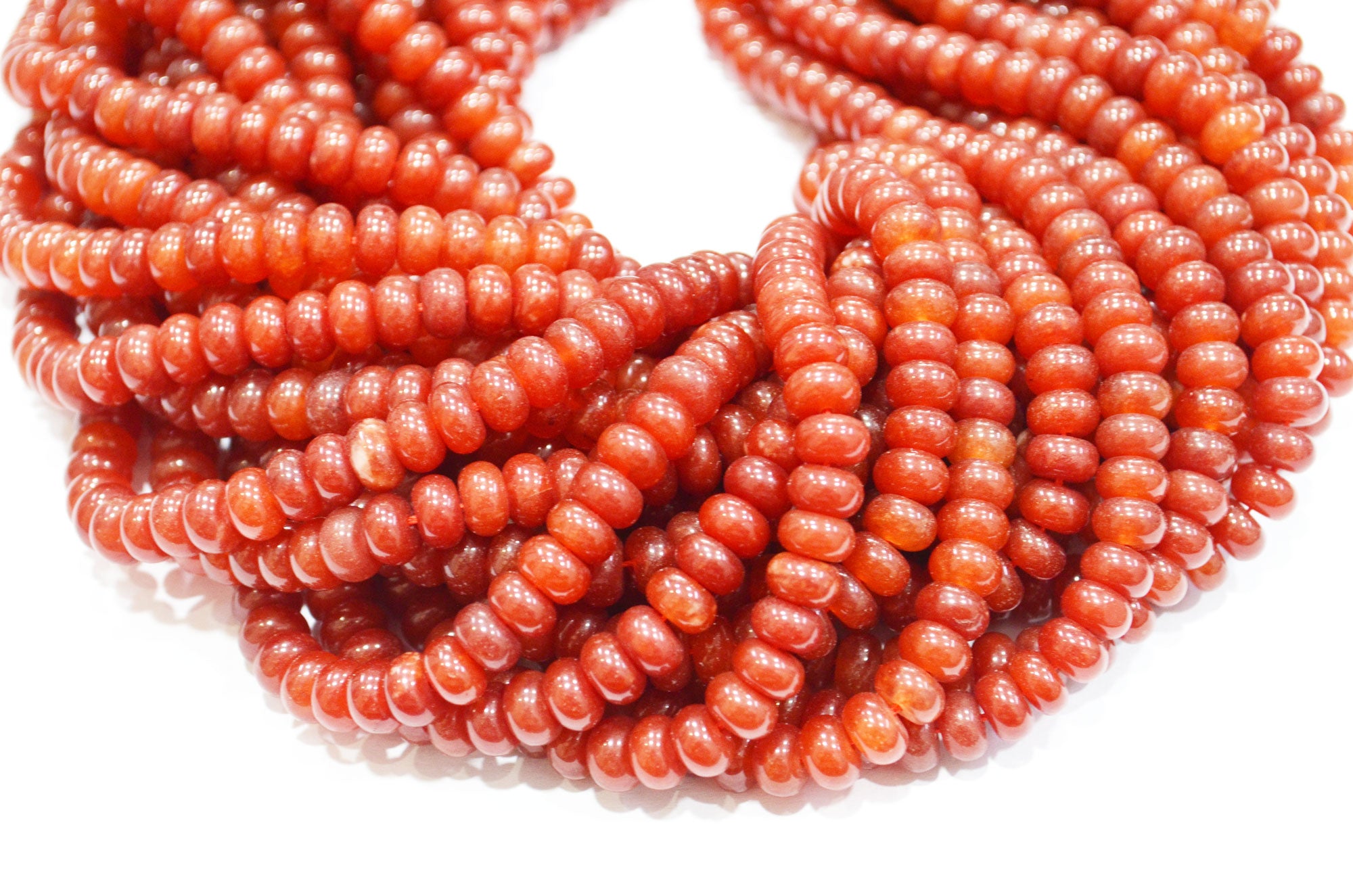 Carnelian Jade Smooth Rondelle Shape Beads , Sold By Strand , 8 mm , 15" , 32571