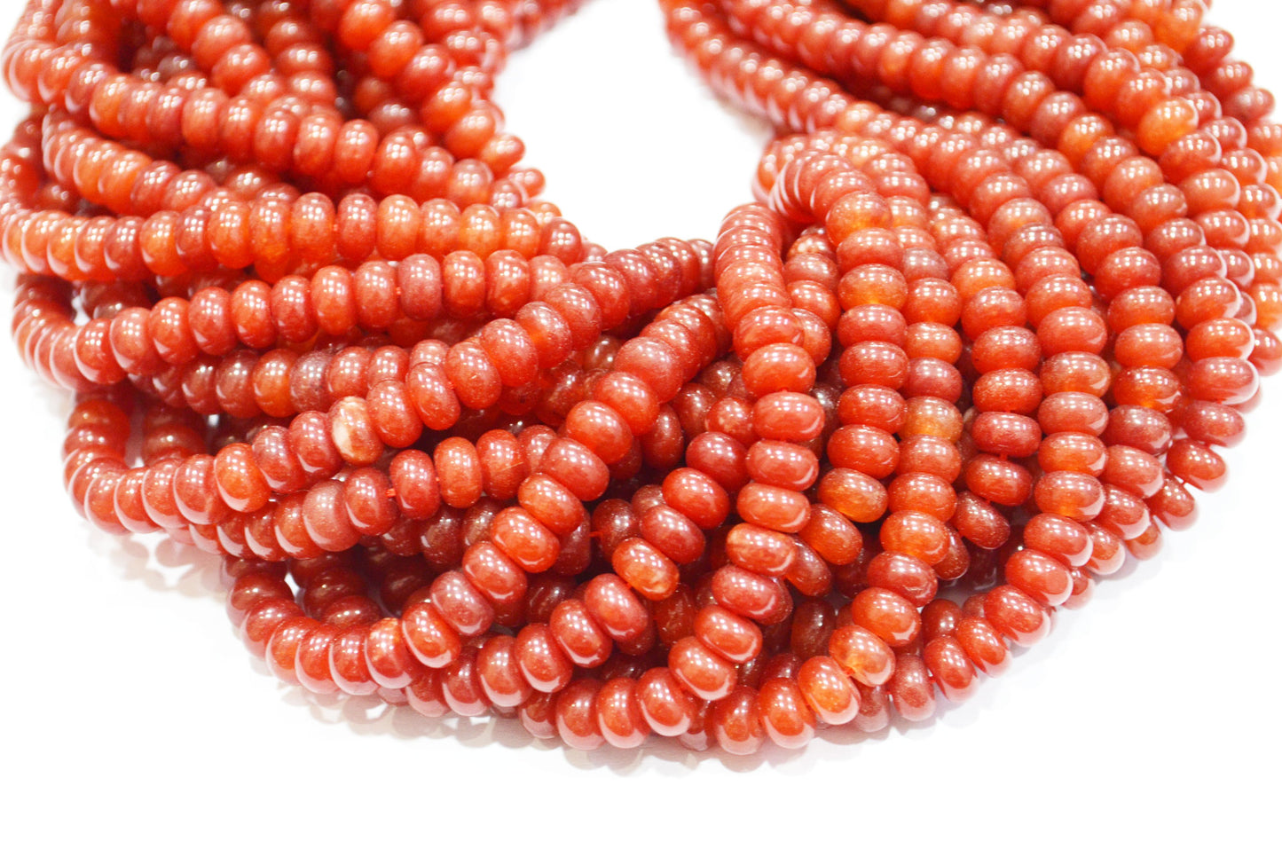 Carnelian Jade Smooth Rondelle Shape Beads , Sold By Strand , 8 mm , 15" , 32571