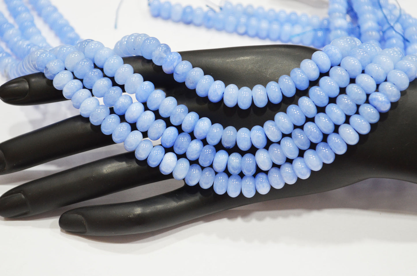 Baby Blue Jade Smooth Rondelle Shape Beads , Sold By Strand , 8 mm , 15" , 32572