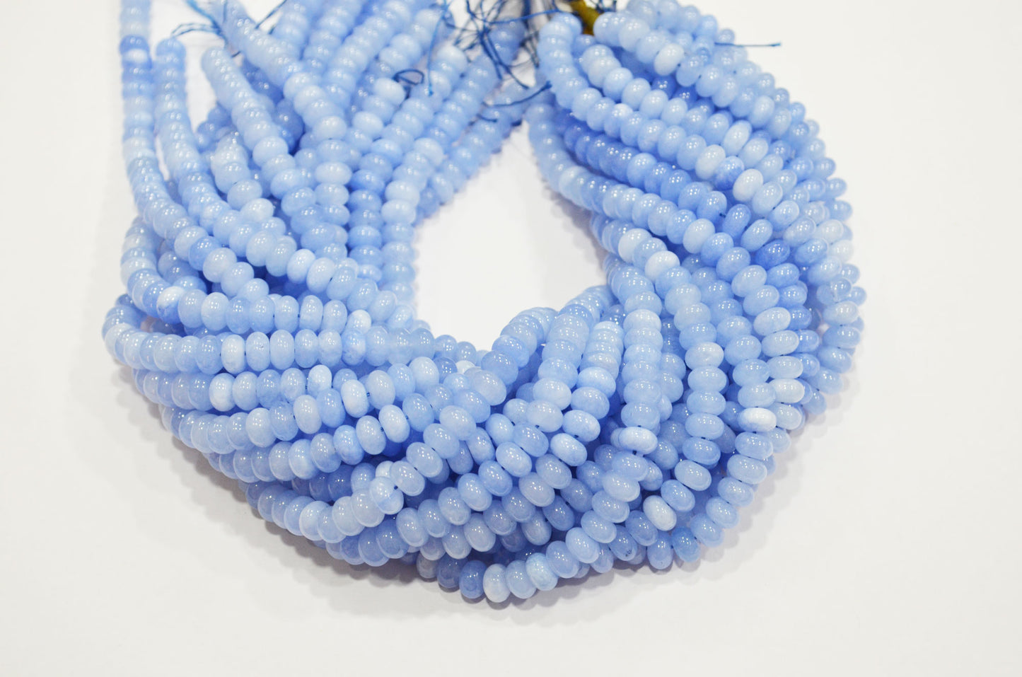 Baby Blue Jade Smooth Rondelle Shape Beads , Sold By Strand , 8 mm , 15" , 32572