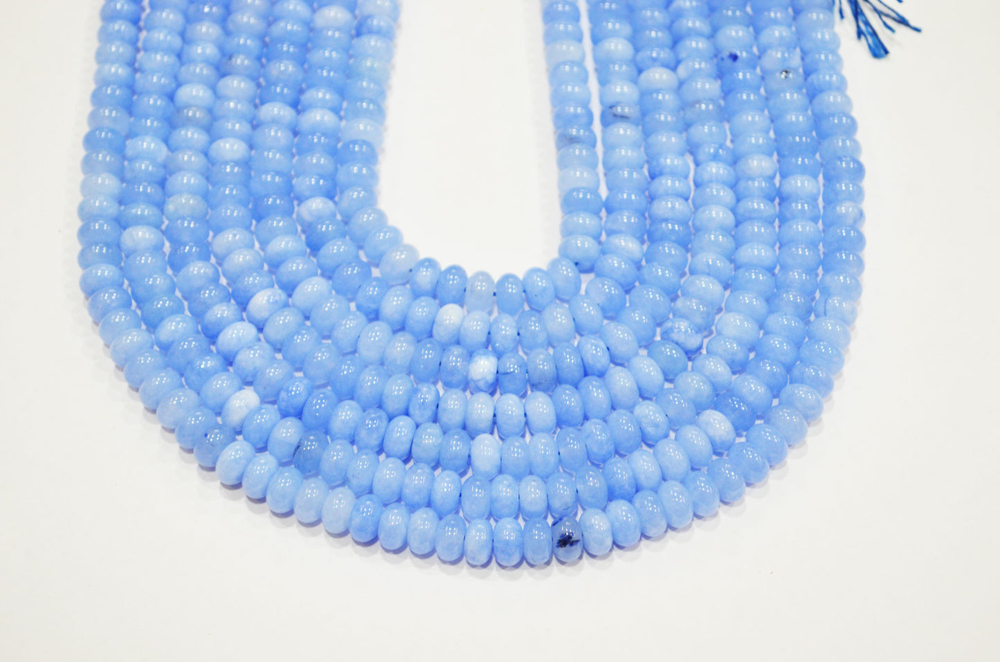 Baby Blue Jade Smooth Rondelle Shape Beads , Sold By Strand , 8 mm , 15" , 32572