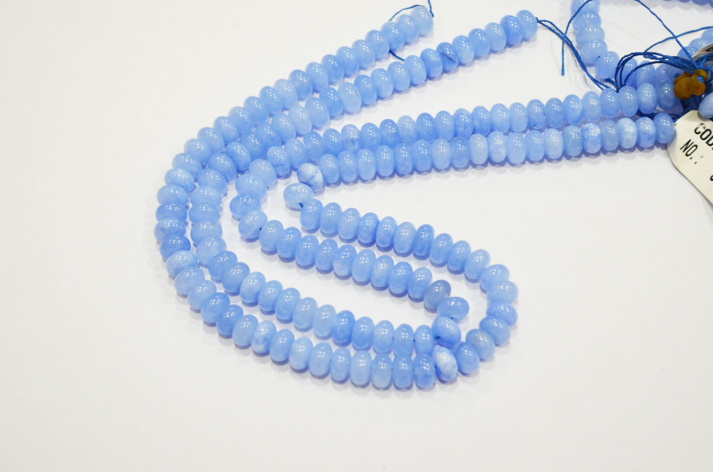 Baby Blue Jade Smooth Rondelle Shape Beads , Sold By Strand , 8 mm , 15" , 32572