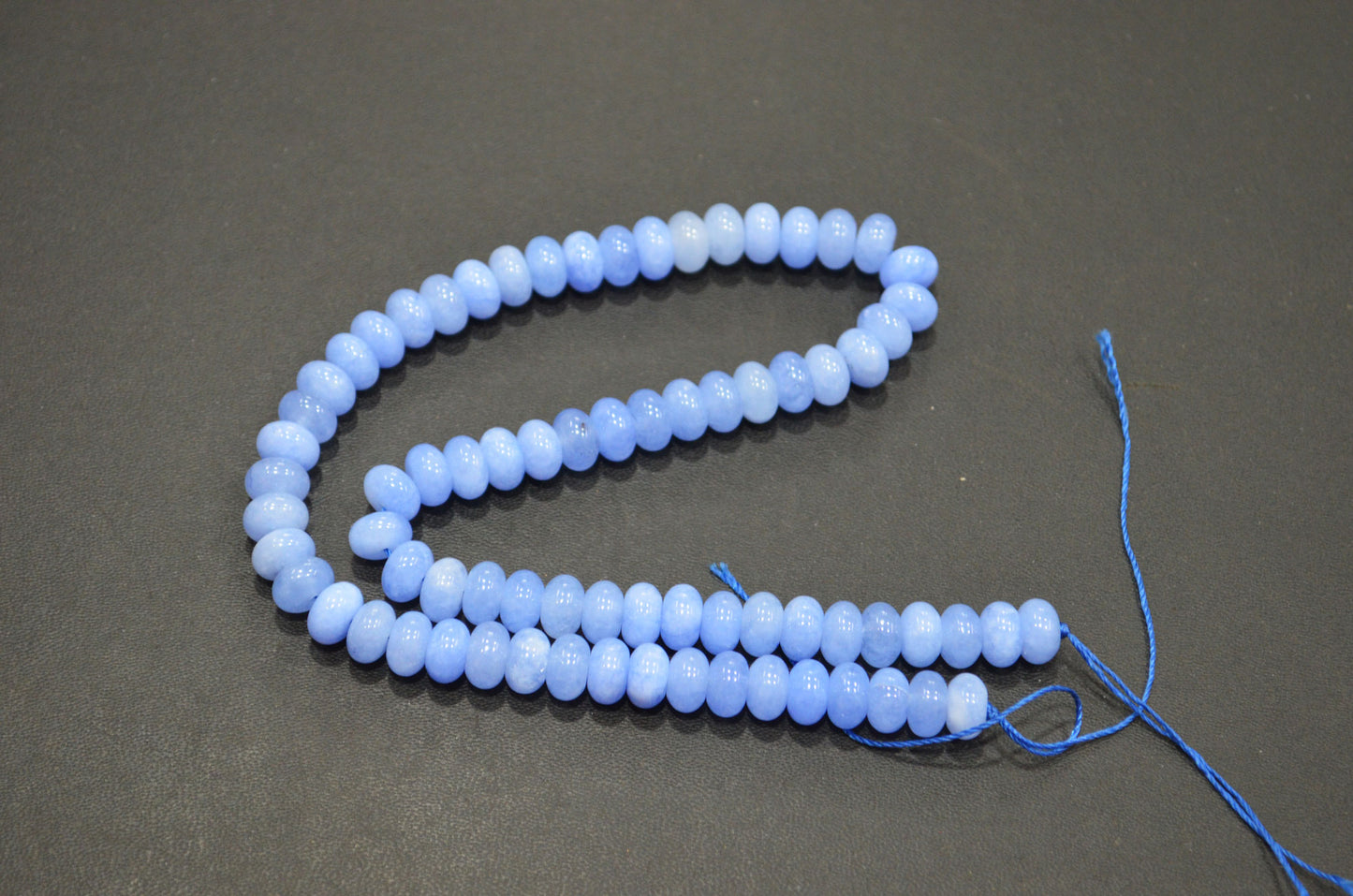 Baby Blue Jade Smooth Rondelle Shape Beads , Sold By Strand , 8 mm , 15" , 32572