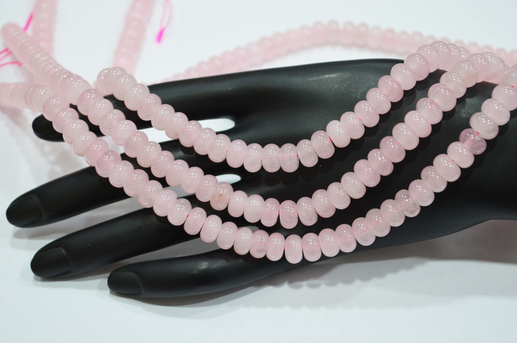 Rose Quartz Jade Smooth Rondelle Shape Beads , Sold By Strand , 8 mm , 15" , 32574