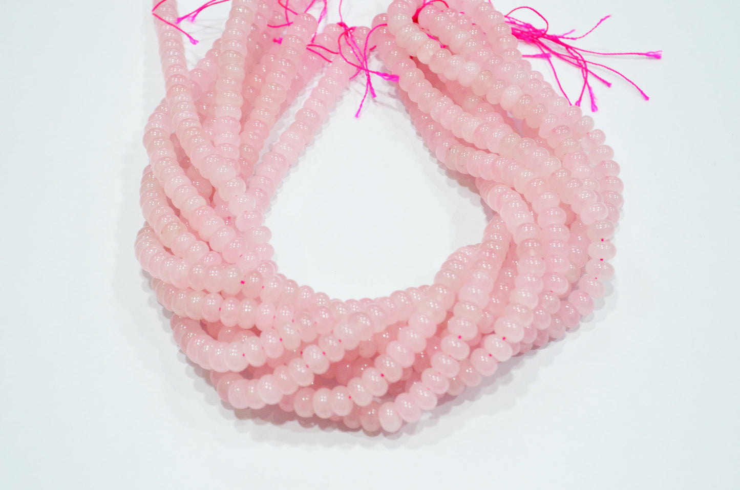 Rose Quartz Jade Smooth Rondelle Shape Beads , Sold By Strand , 8 mm , 15" , 32574