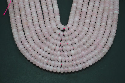 Rose Quartz Jade Smooth Rondelle Shape Beads , Sold By Strand , 8 mm , 15" , 32574
