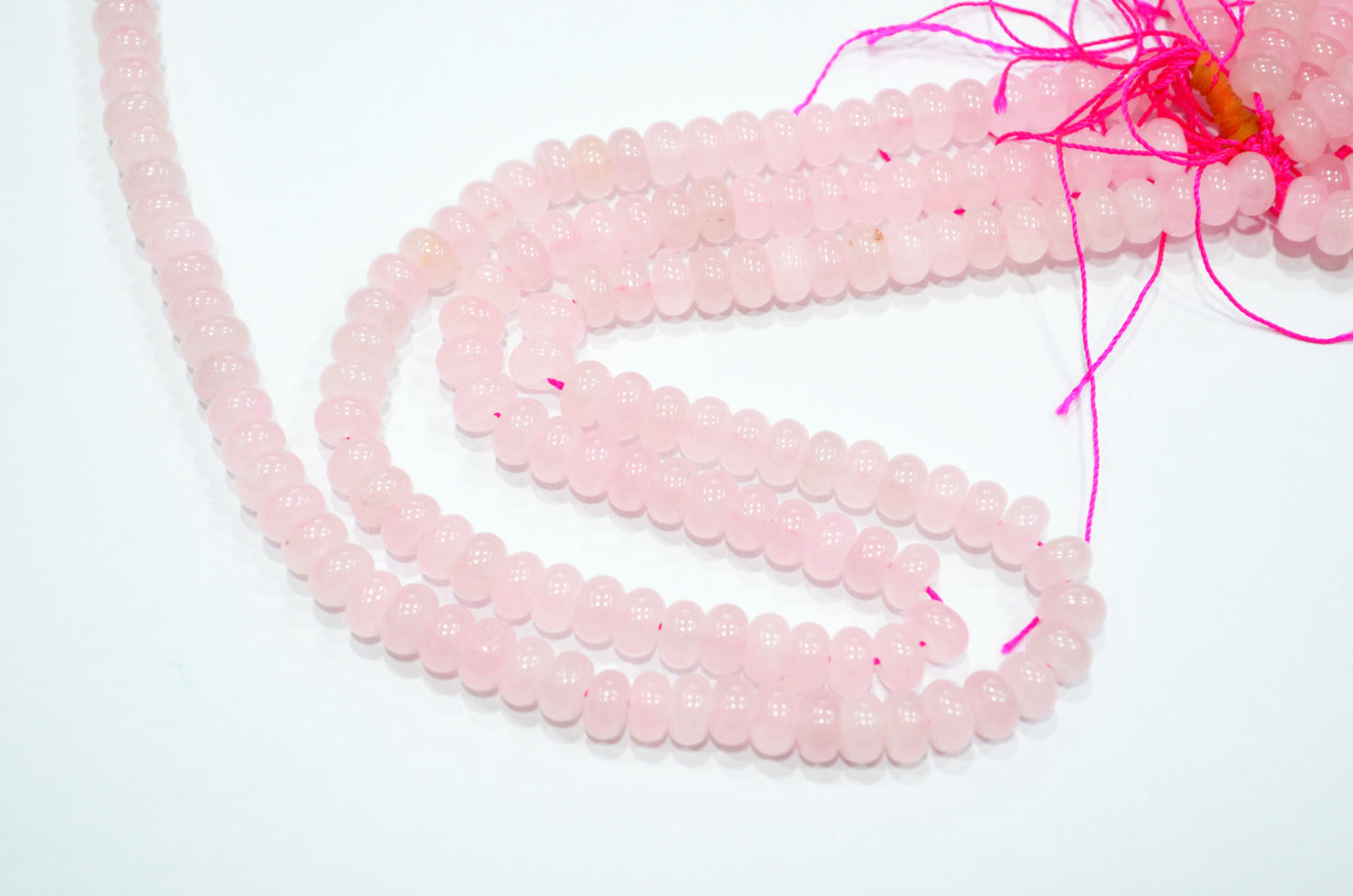 Rose Quartz Jade Smooth Rondelle Shape Beads , Sold By Strand , 8 mm , 15" , 32574