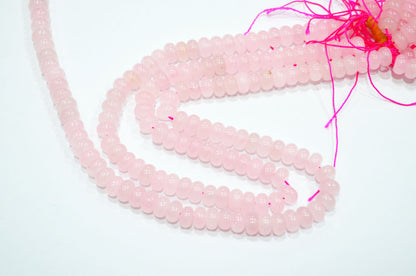 Rose Quartz Jade Smooth Rondelle Shape Beads , Sold By Strand , 8 mm , 15" , 32574