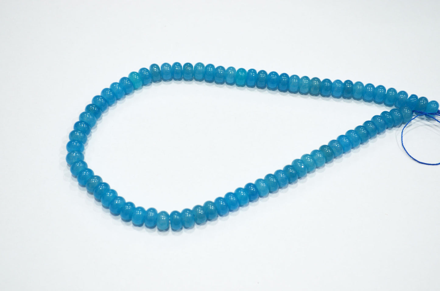 Neon Blue Jade Smooth Rondelle Shape Beads , Sold By Strand , 8 mm , 15" , 32575