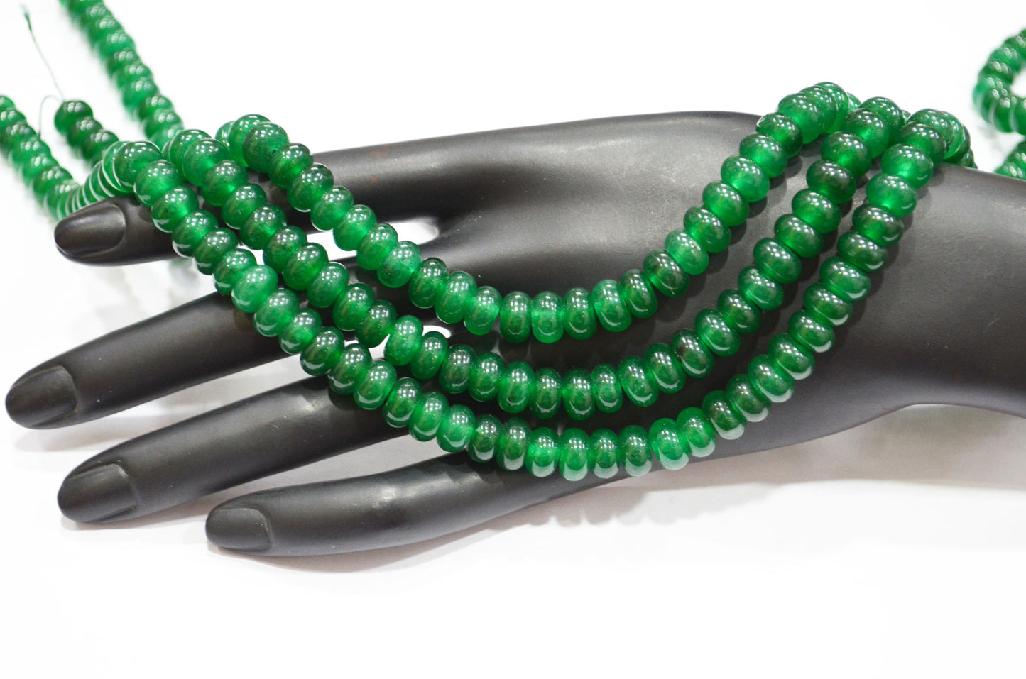 Green Jade Smooth Rondelle Shape Beads , Sold By Strand , 8 mm , 15" , 32576