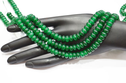 Green Jade Smooth Rondelle Shape Beads , Sold By Strand , 8 mm , 15" , 32576