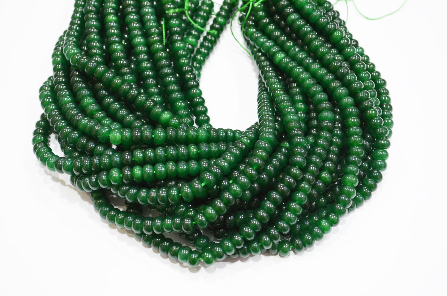Green Jade Smooth Rondelle Shape Beads , Sold By Strand , 8 mm , 15" , 32576