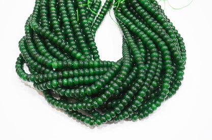 Green Jade Smooth Rondelle Shape Beads , Sold By Strand , 8 mm , 15" , 32576
